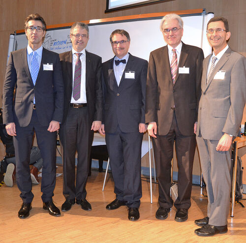 Die Referenten des 1. Fachsymposiums des Geriatrischen Versorgungsverbundes Westfalen (von links): Dr. Johannes Wunderlich, Martin Litsch, Dr. Jörg Lafontaine, Dr. Siegfried Reinecke, Dr. Norbert Schlicht